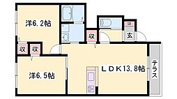 シャーメゾンひまわりA 2LDKの間取図画像