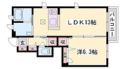 アーバンのざとCENTER 1LDKの間取図画像
