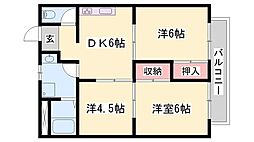 パルネット輝 3DKの間取図画像