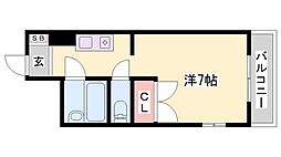 ロッキーコート太子 ワンルームの間取図画像