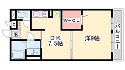 サンテレザンジュA棟 1DKの間取図画像