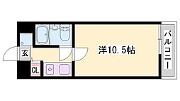 ダイアパレス姫路大手前通西 1Kの間取図画像