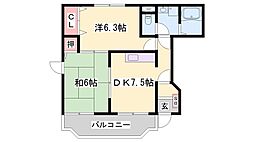 シャルマンミキ 2DKの間取図画像