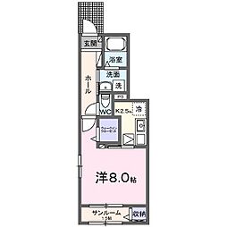 フォレスト コート 網干 1Kの間取図画像