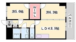 インタービレッジ野里 2SLDKの間取図画像