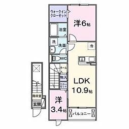 サンリット荒川 2LDKの間取図画像