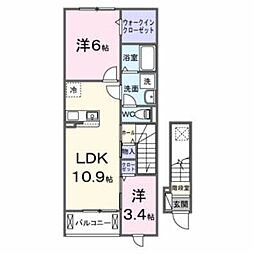 サンリット荒川 2LDKの間取図画像