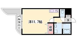 延末アートスカイハイツ ワンルームの間取図画像