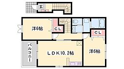 ウィルヴェスティージ弐番館 2LDKの間取図画像
