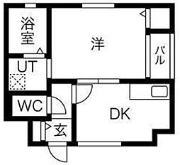 ベルセカンド 1DKの間取図画像