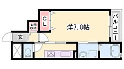 サンクネスト1 1Kの間取図画像