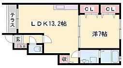 メゾン高本1番館 1LDKの間取図画像