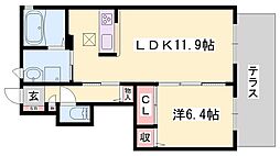 シャーメゾン八幡 1LDKの間取図画像