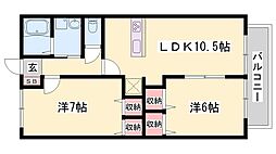 アコード・デ・ファン 2LDKの間取図画像