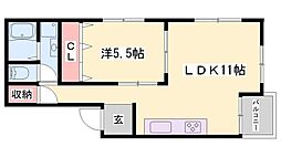 グランヴェール南車崎 1LDKの間取図画像