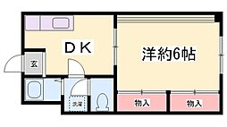 ルポール姫路十二所前町 1DKの間取図画像
