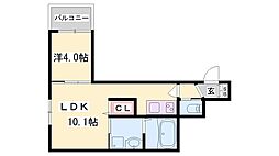 姫路市南条アパート 1LDKの間取図画像