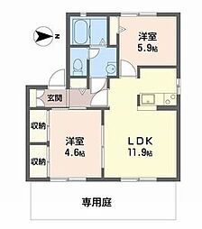 ディアス東南B棟 2LDKの間取図画像