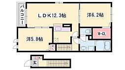 エレガンテヴィラ3 2LDKの間取図画像