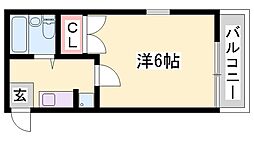フジイ第2マンション 1Kの間取図画像