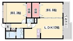エムグレイス 2LDKの間取図画像