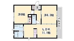 パストラル堂本 2LDKの間取図画像