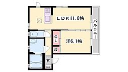 プレジール明石3 1LDKの間取図画像