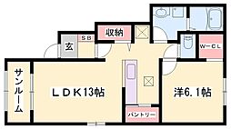サニーヴィレッジ 1LDKの間取図画像