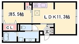 ラフィーネ亀山 1LDKの間取図画像