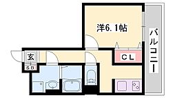 ブライトステージ 1Kの間取図画像