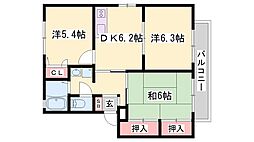 レガート2B棟 3DKの間取図画像