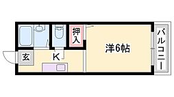 リヴェール田寺A棟 1Kの間取図画像