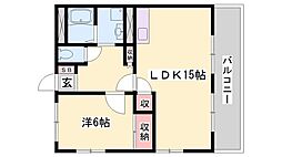 グリーンコスモ田井 1LDKの間取図画像