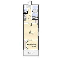 アプローズ加古川 4階1LDKの間取り