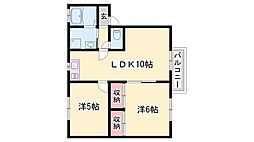 メールメゾン 1階2LDKの間取り