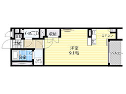 レオネクストエスプリ 2階ワンルームの間取り