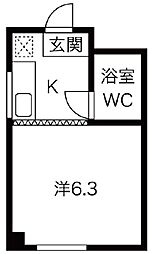 ハイム高城 ワンルームの間取図画像