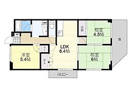 ローズコーポニュー江口1棟 3DKの間取図画像