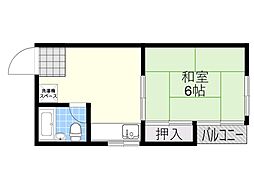 奥田コーポ 1Kの間取図画像