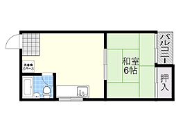 奥田コーポ 1Kの間取図画像