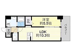 茨木市中津町マンション 1LDKの間取図画像