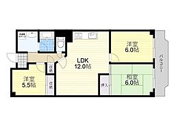 日興千里台スカイタウンB棟 3LDKの間取図画像