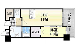 ヴェルドゥール南茨木 1LDKの間取図画像