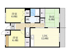エクセル千里三番館 3LDKの間取図画像