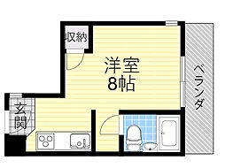 レジデンス茨木 ワンルームの間取図画像