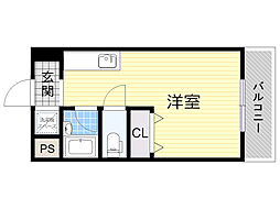 No.3ハイツスリーアロー ワンルームの間取図画像