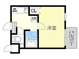 ヒルトップ千里山 1Kの間取図画像