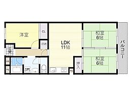 千里スカイハイツ 3LDKの間取図画像