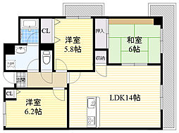 ヴィオラ千里 3LDKの間取図画像