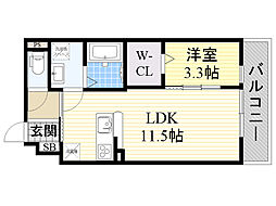 リブリ・昭和園 1LDKの間取図画像